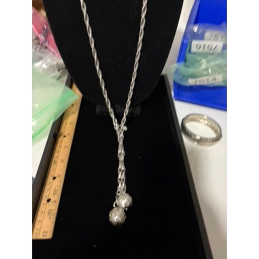 vtg sarah coventry silver lariat slider necklace 23" long